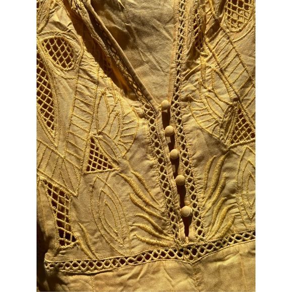 O'Neill Long Sleeve Lace Crochet V-Neck Ryana Yellow Romper (S) NWT - Picture 5 of 9